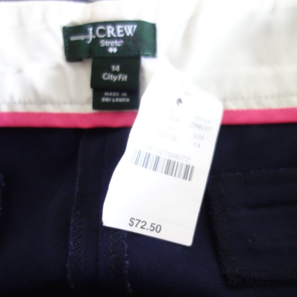 NWT $72.50 J. CREW Winnie Pant Stretch Cotton City Fit – Navy Blue – Sz 14 - Picture 3 of 9